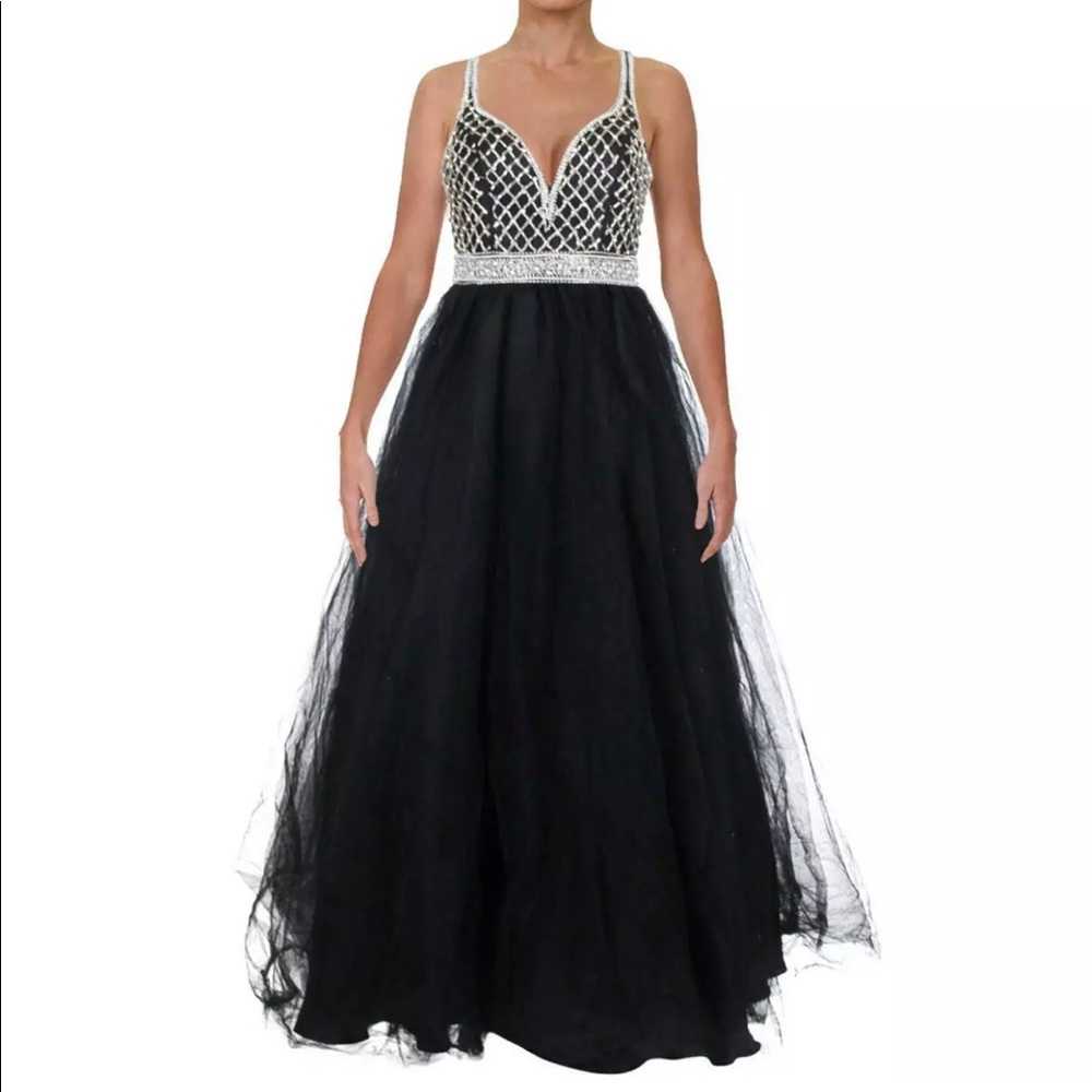 TLC Say Yes To The Prom Juniors Black Silver Dress